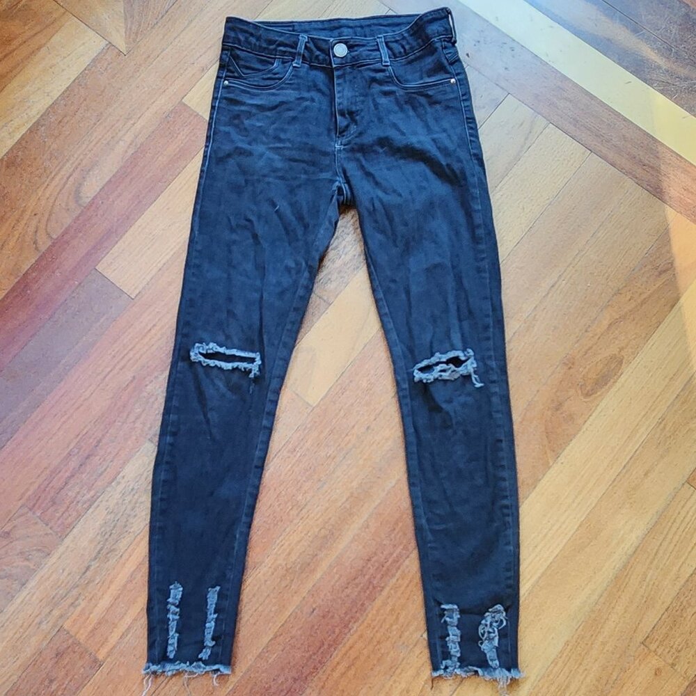 Sawary Black Ripped Skinny Jeans Size 28